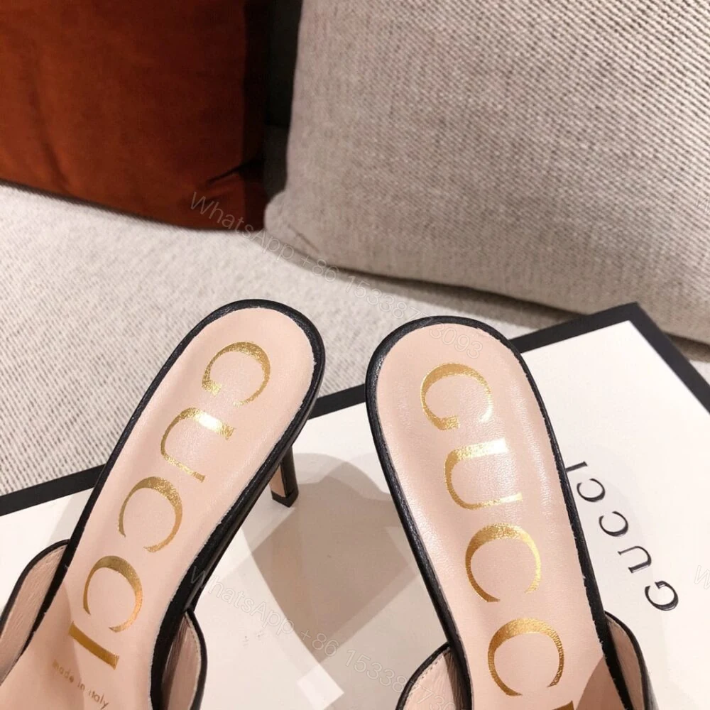 View 4 of Gucci Sylvie Chain Mule Sandals Black