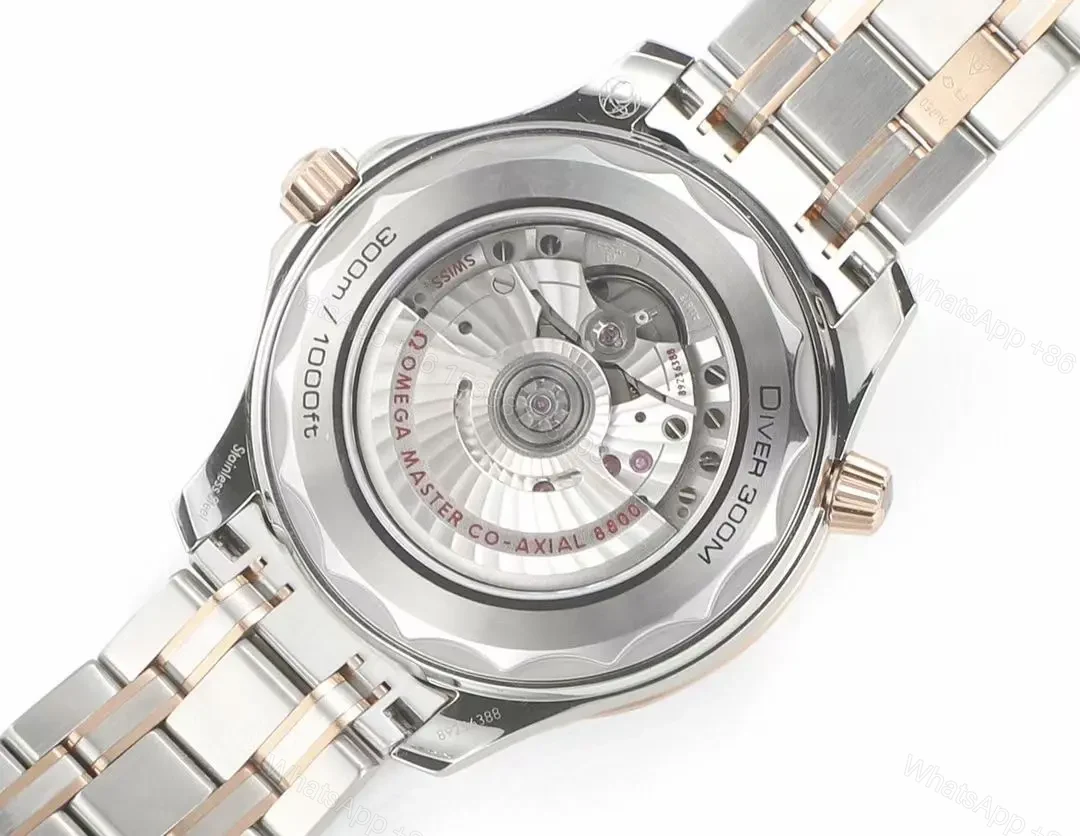 View 8 of Omega Seamaster Planet Ocean 300m Co-Axial Master Chronometer 42mm Diver’s Watch Stainless Steel with Rose Gold Accents Blue Ceramic Bezel and Blue Dial