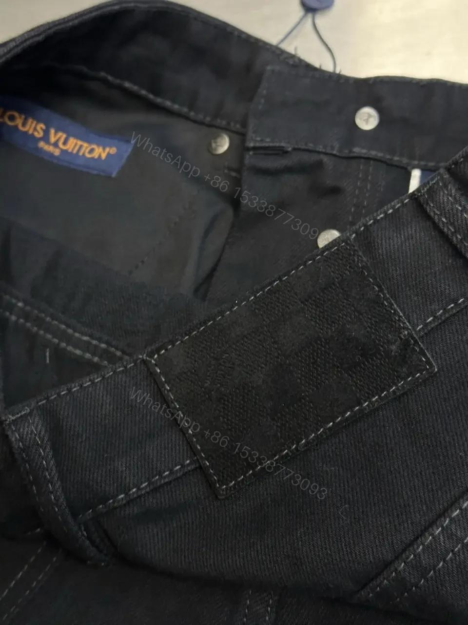 View 8 of Dark Denim with Monogram Embroidery: Modern Luxe Jeans