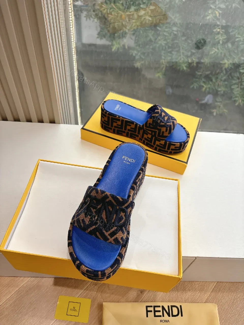 View 2 of Bold Monogram Slides: Couture Comfort Open-Heel Sliders