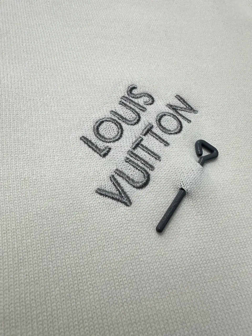 View 5 of White Cotton Oversized Tee with Diagonal LV Logo Shirt
