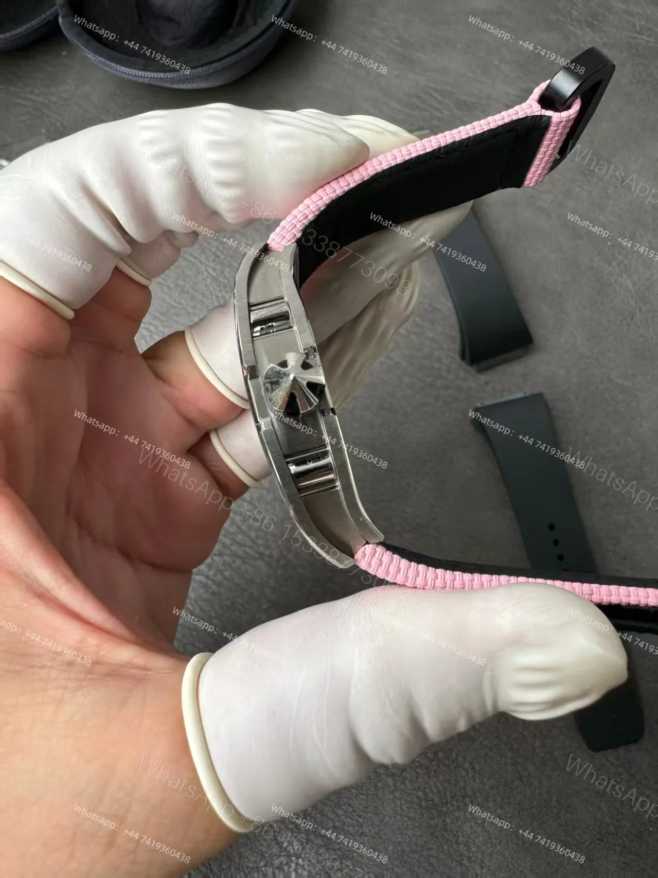 View 14 of Super Clone Richard Mille RM 67-01 Titanium Skeleton Pink Velcro Strap