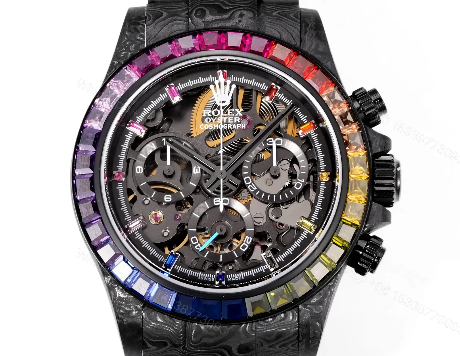 View 3 of Rolex Daytona DiW Carbon Rainbow Skeleton Replica Watch 116500LN-DiW-RAINBOW