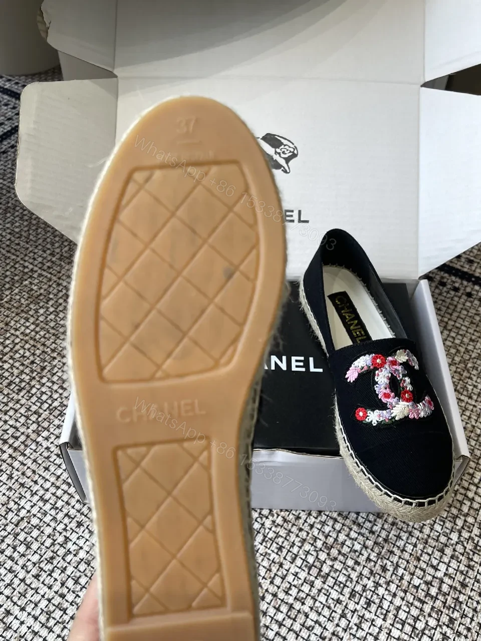 View 5 of Embroidered Espadrille Loafers: Black Canvas, Luxe Comfort