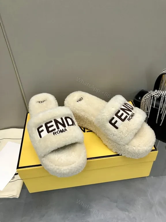 Off-White Material: Fendi Shearling Slides - Cozy Luxe Footwear — view 1