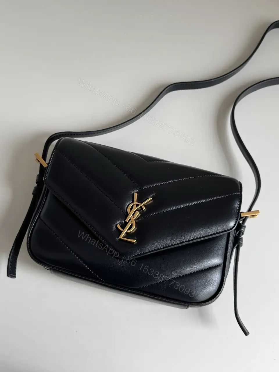 View 3 of Quilted Crossbody Bag in Gold Hardware, Luxe Style, Compact
