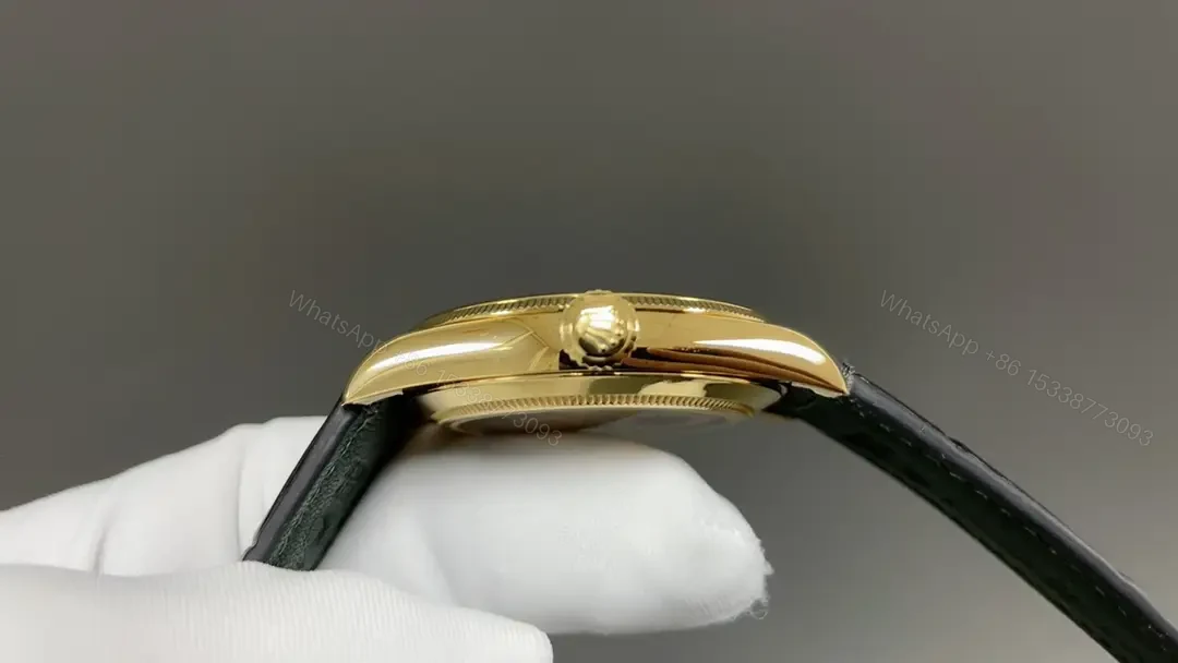 View 4 of Premium Rolex 1908 Yellow Gold Black Dial replica 39MM Black Leather Strap Edition 52508-0002