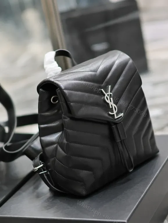 View 3 of Chic Quilted Backpack with YSL Emblem - Luxury Everyday Carry