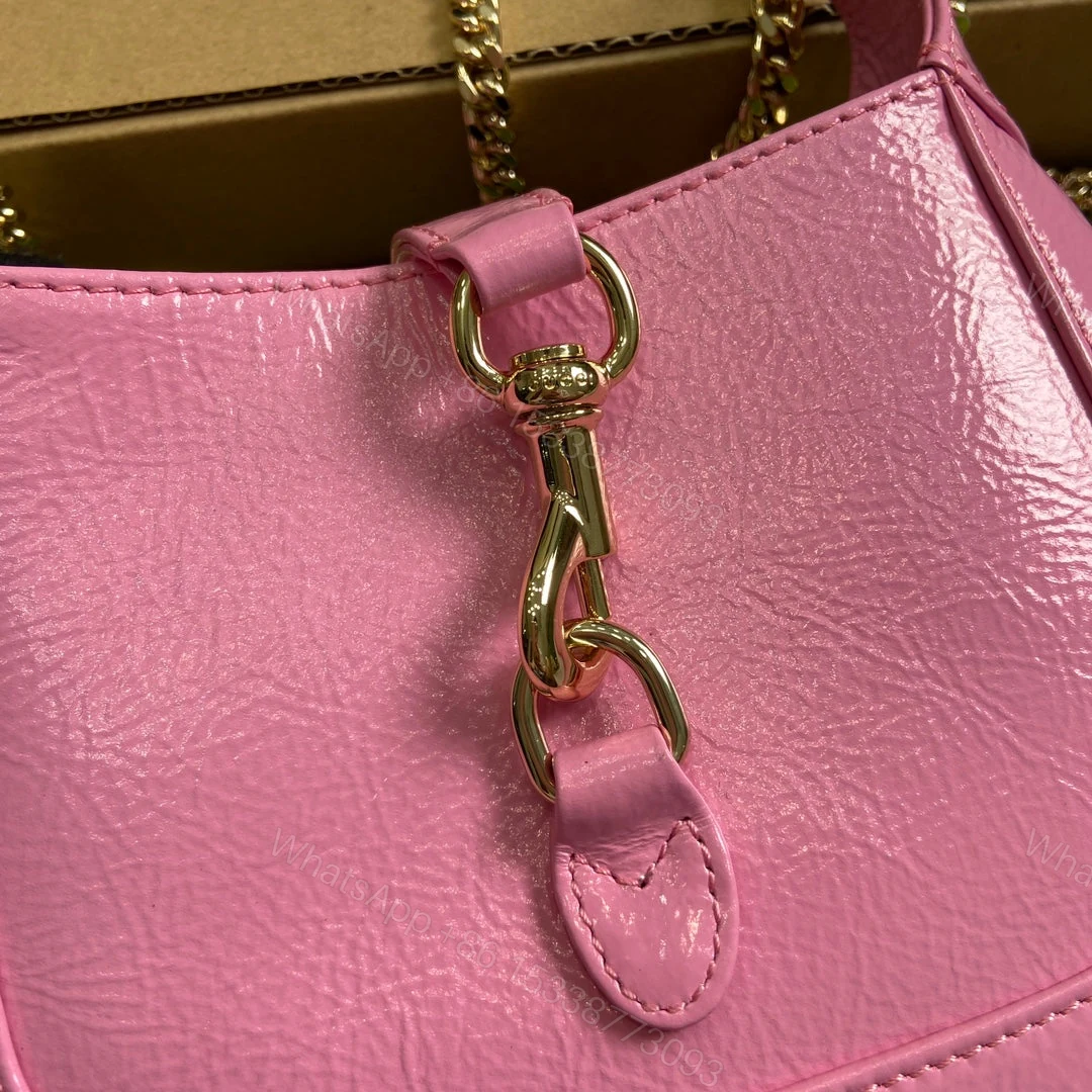 View 3 of JACKIE NOTTE MINI BAG 19 IN PINK CRACKED LACQUER CALFSKIN GOLD HARDWARE