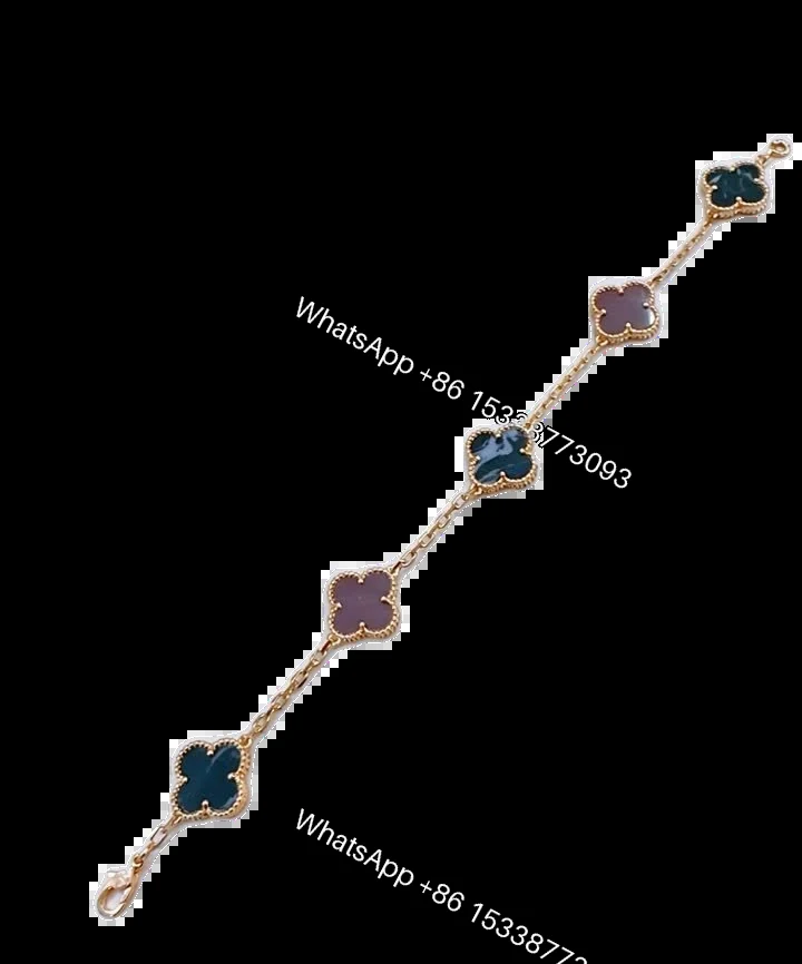 Van Cleef & Arpels Replica Alhambra Agate & Carnelian Bracelet — view 1