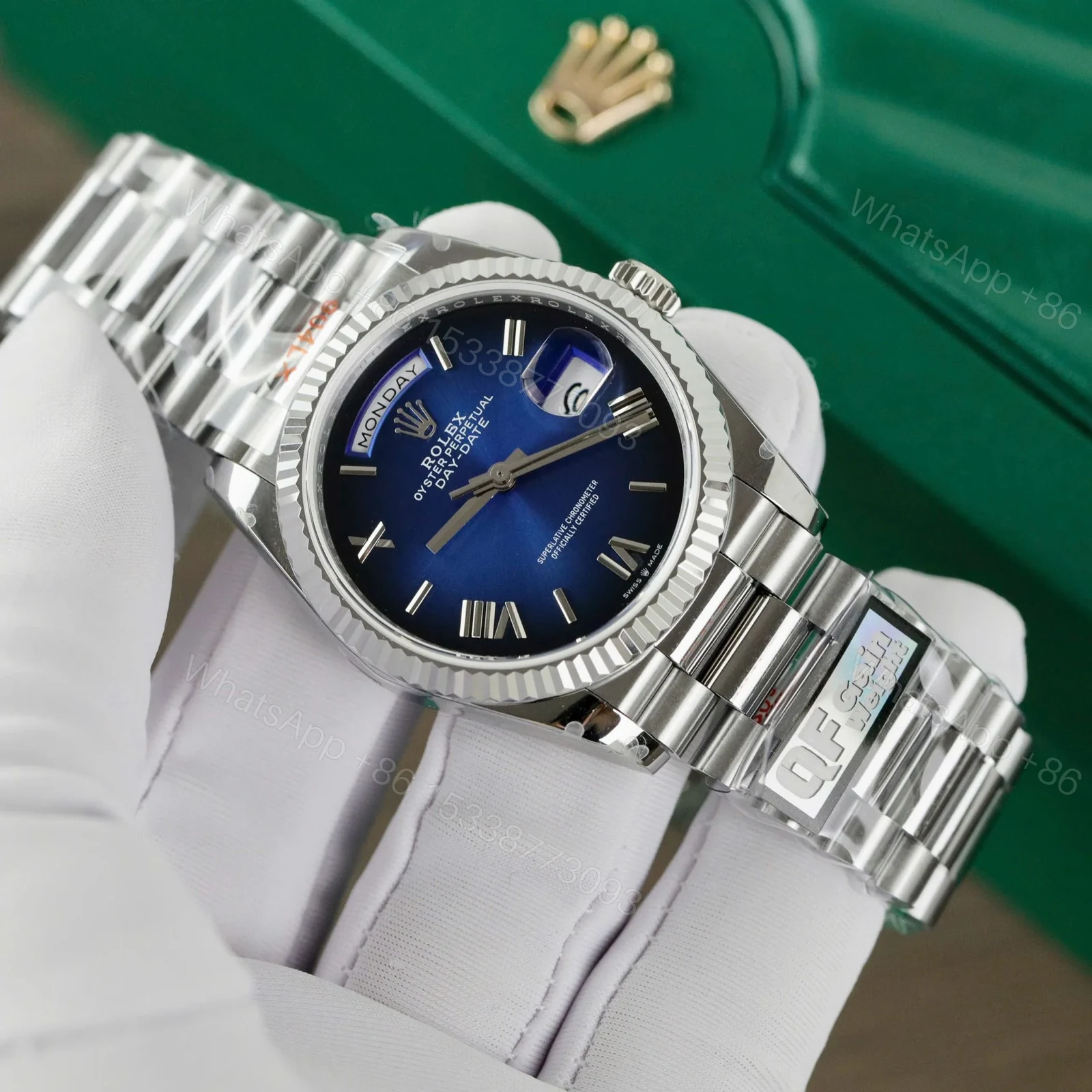View 3 of Superclone Rolex Day-Date Blue Ombré Dial 128239-0063 36 mm