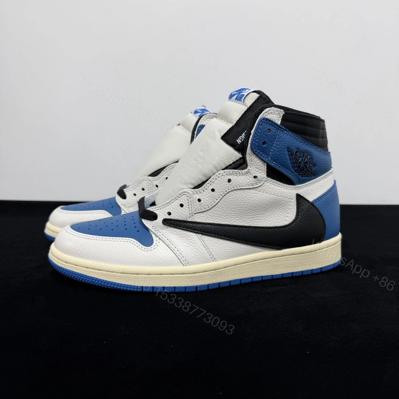 View 7 of Travis Scott × Fragment × Air Jordan 1 High OG TS SP “Military Blue” Reps