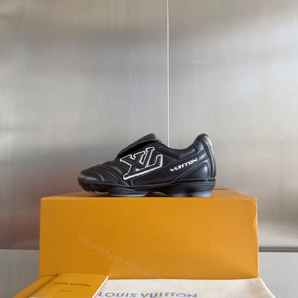 View 9 of Lux Black Leather High-Tops: Subtle LV-Inspired Comfort