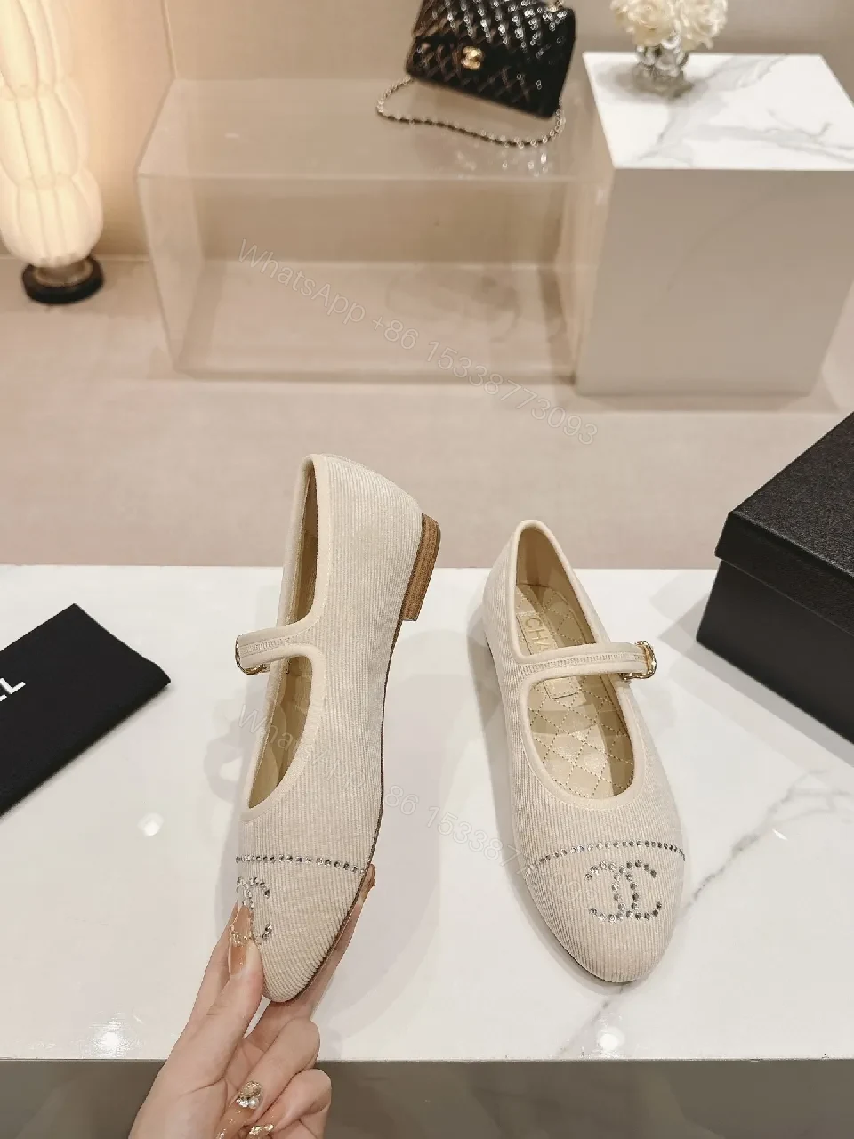 View 9 of Soft Knit Mary Janes with Crest Detailing Flats
