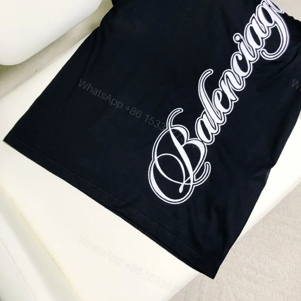 View 6 of Black Cotton Script Balenciaga Tee