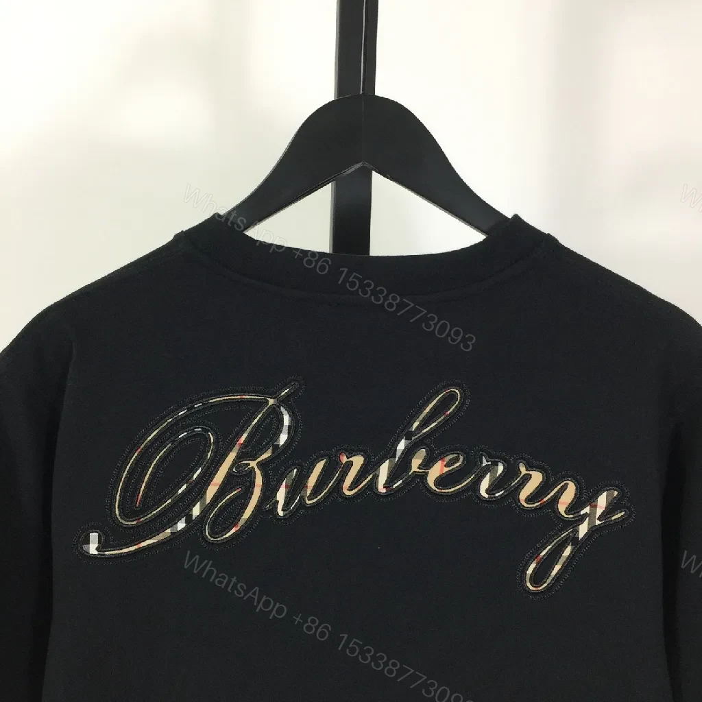 View 5 of Black Cotton Blend Tee | Subtle Logo Embroidery | Luxe Everyday Comfort