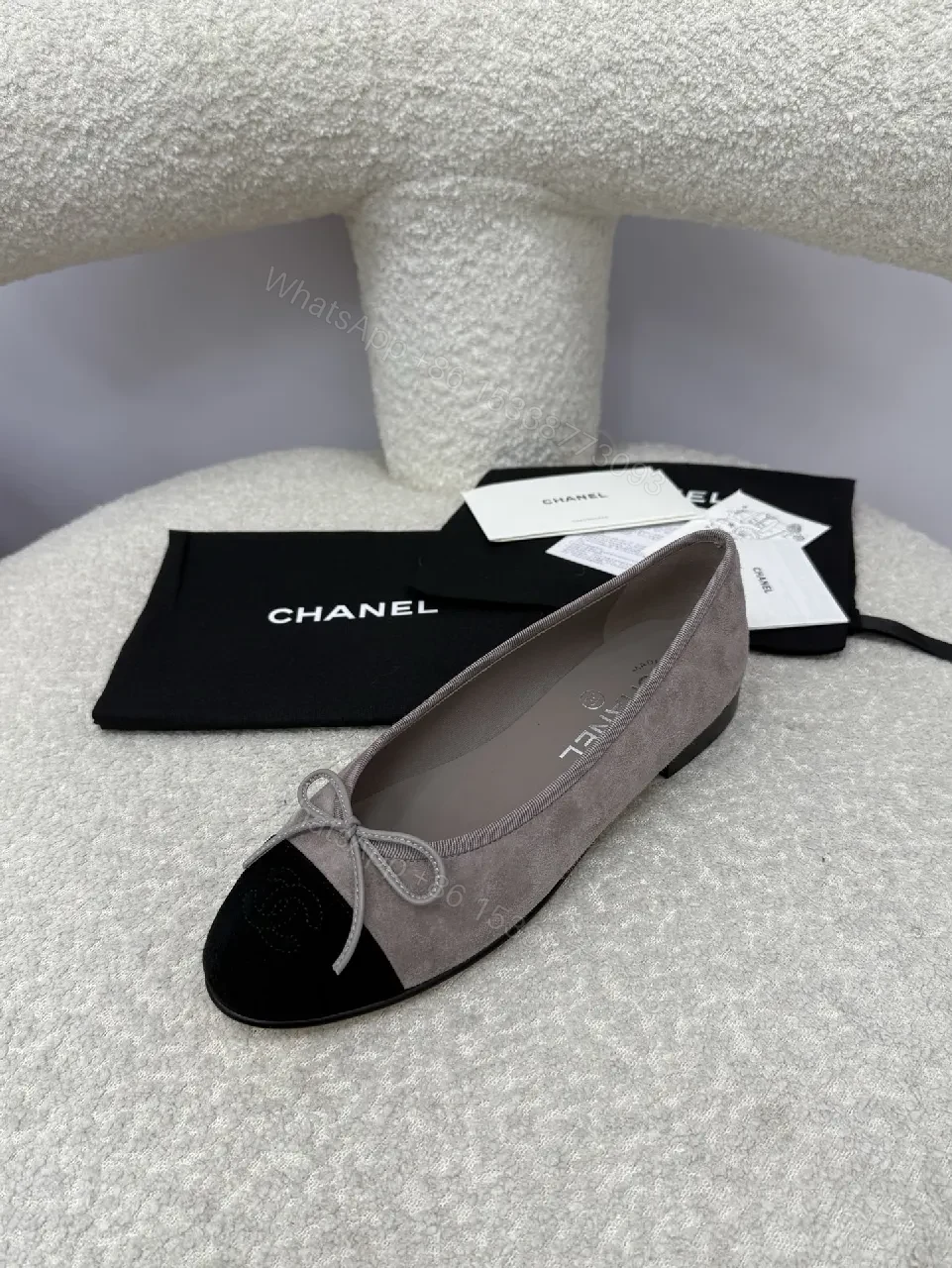 View 9 of Taupe Suede & Velvet Bow Ballet Flats, All-Day Comfort