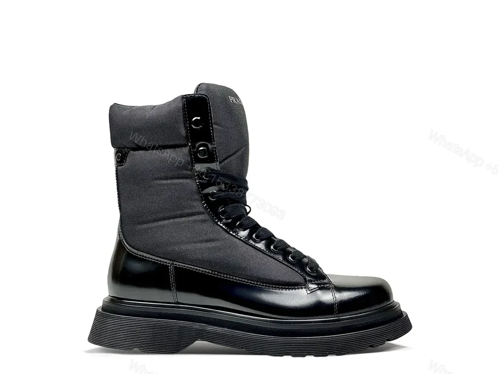 View 4 of Bold Combat Chelsea Boots: Prada-Inspired Luxury Leather Boots