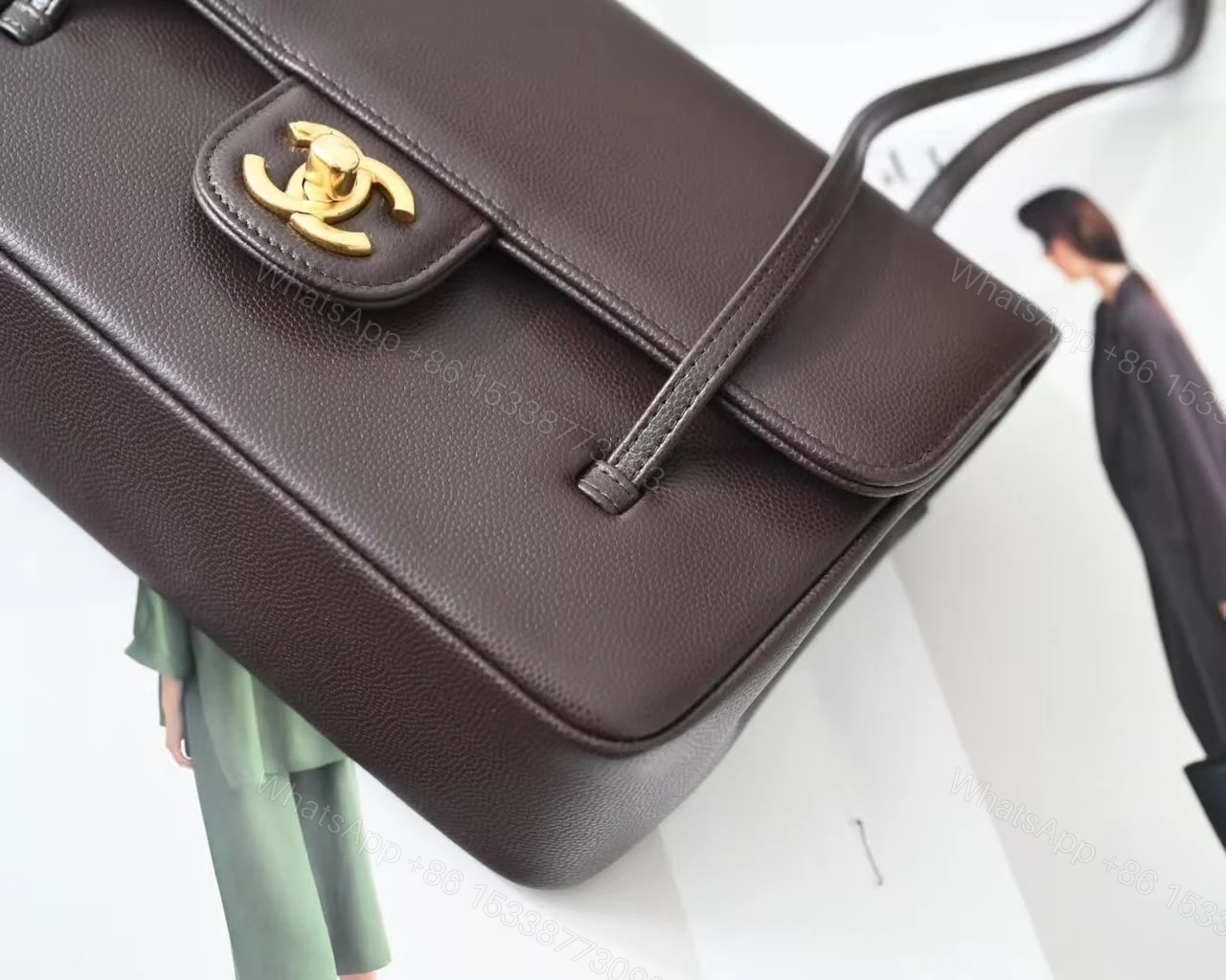 View 6 of Chanel Preppy Coco Small Flap Bag in dark brown