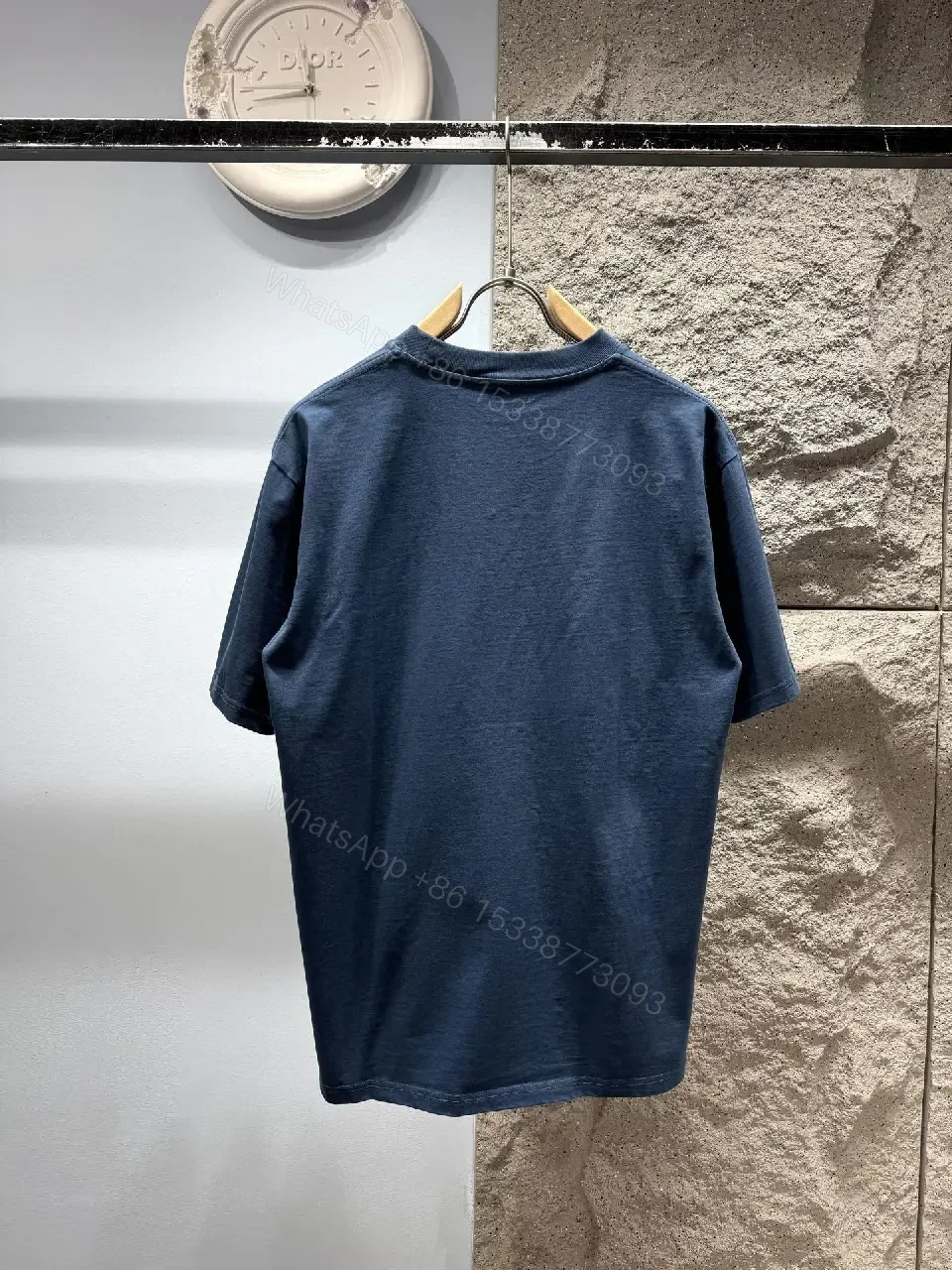 View 3 of Blue Embroidered Cotton Tee — Premium Casual Comfort