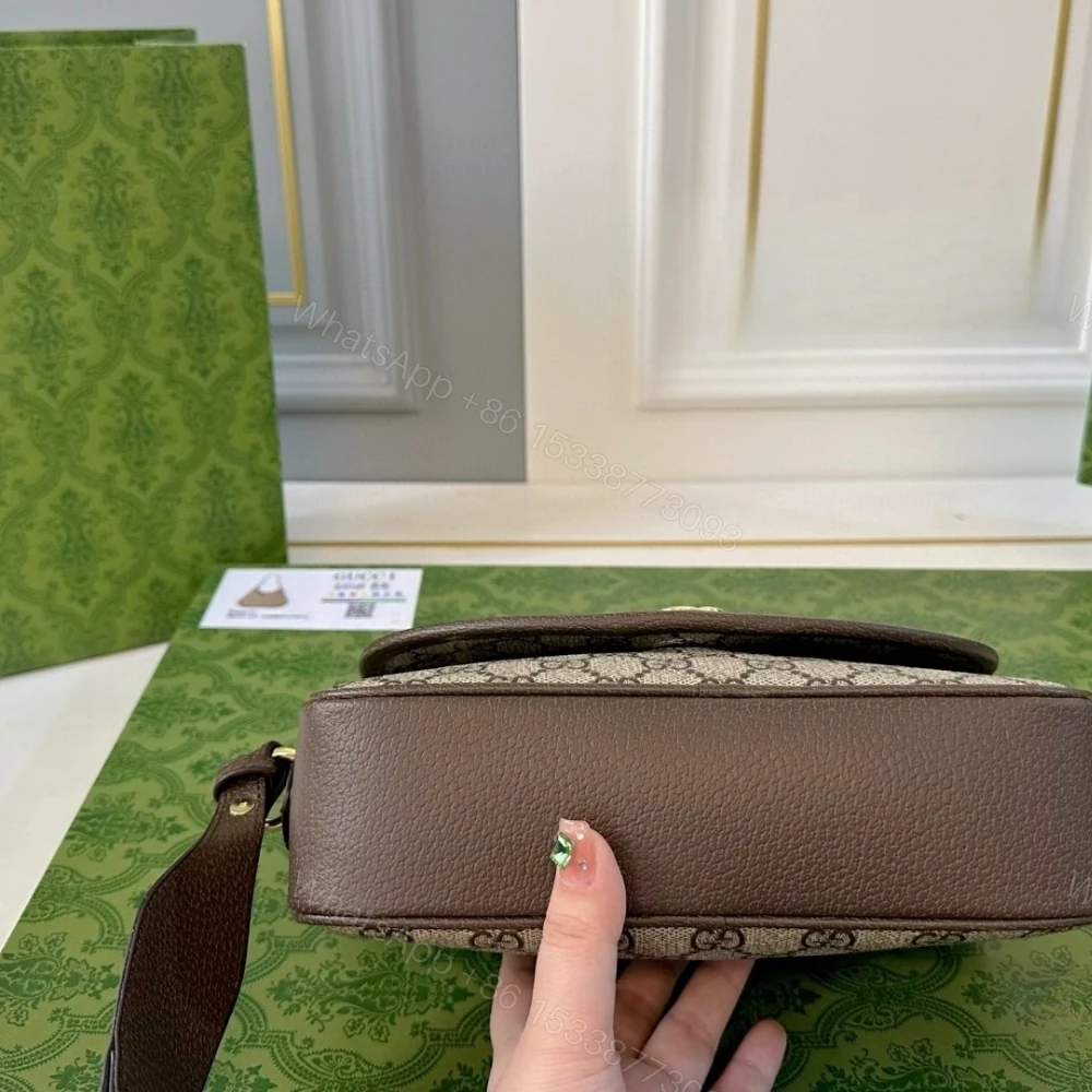 View 6 of GUCCI OPHIDIA SMALL SHOULDER BAG BEIGE AND DARK BROWN 23CM 722117 FAAX3 9789