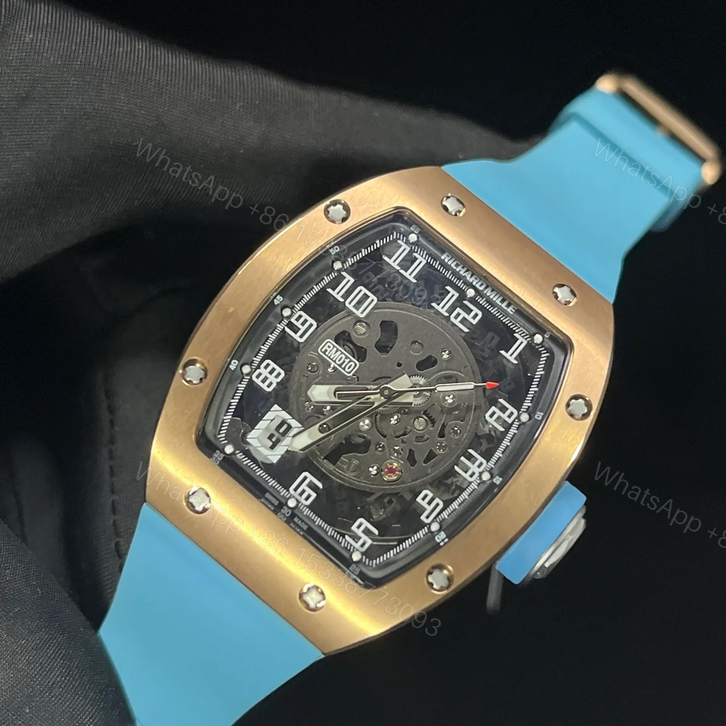 View 4 of Richard Mille RM010 Titanium Skeleton Automatic Light Blue Strap Watch RM010-TI-LB