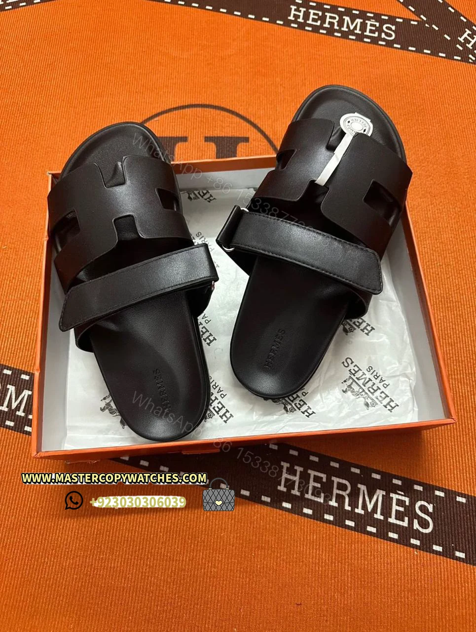 Hermes Chypre Sandals Black — view 1