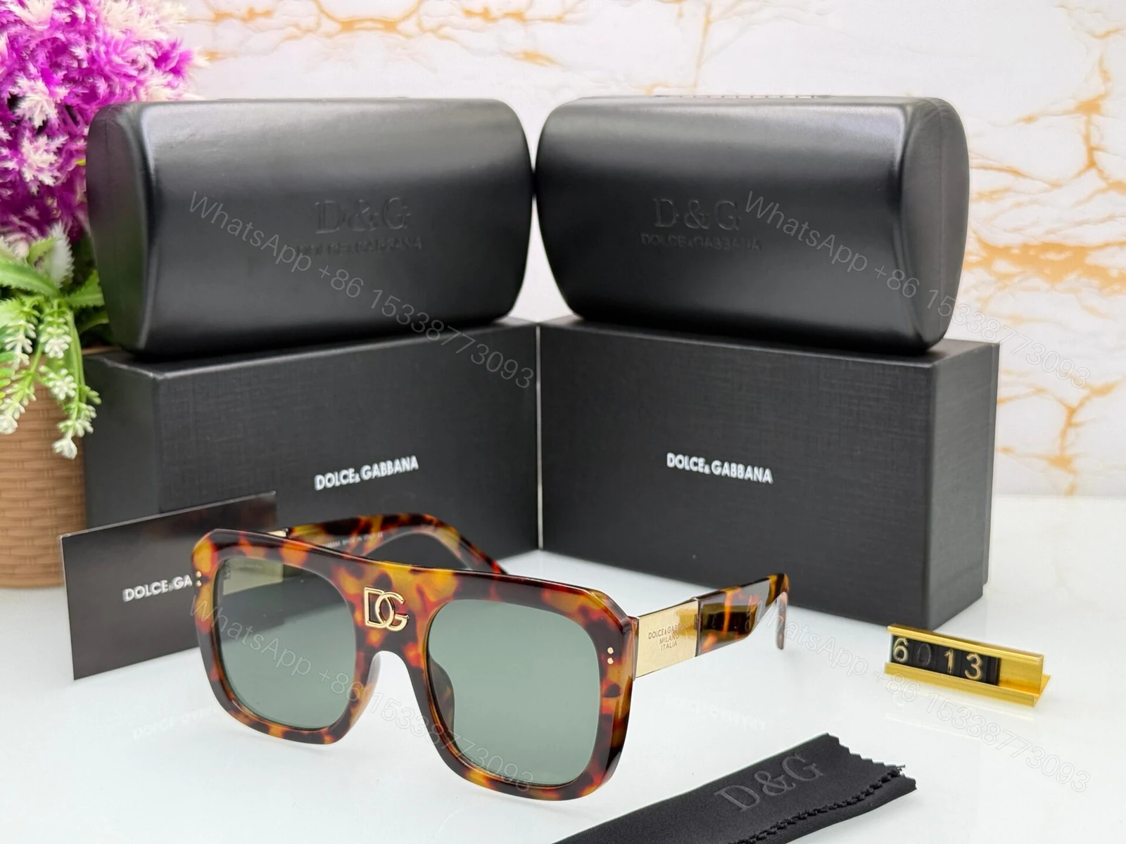 View 3 of Dolce & Gabbana Sunglasses Black-Green Gradient