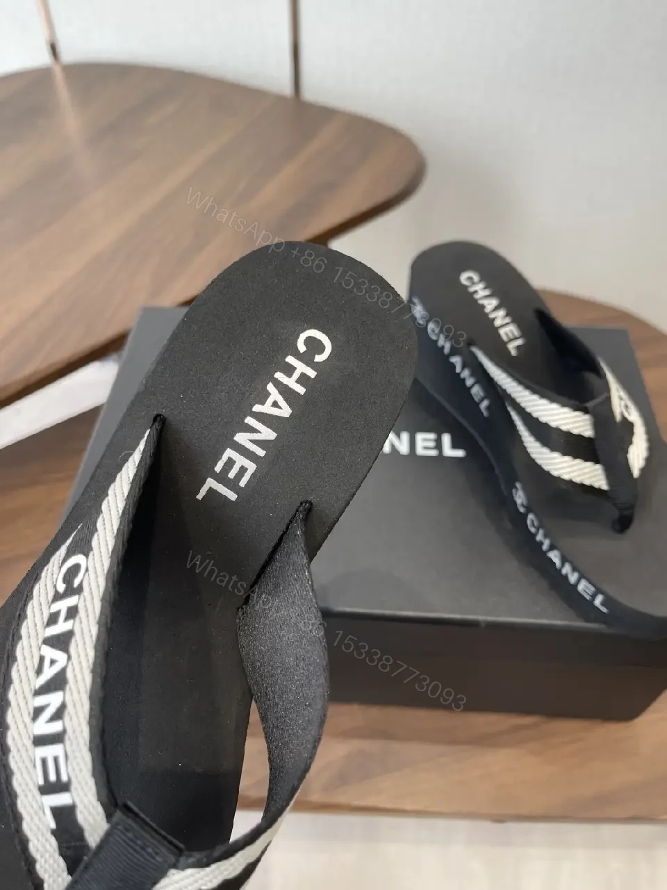View 7 of Chic Black Foam Sandals with Signature Logo Straps