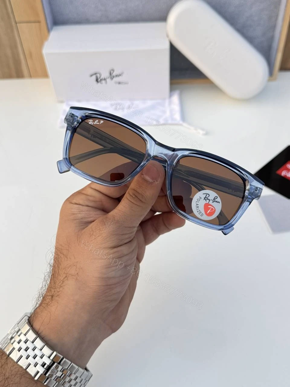 View 3 of First Copy RayBan 7701 Blue Turquoise Sunglasses