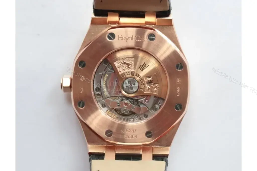View 3 of Replica Audemars Piguet Royal Oak – Rose gold with Leather Band