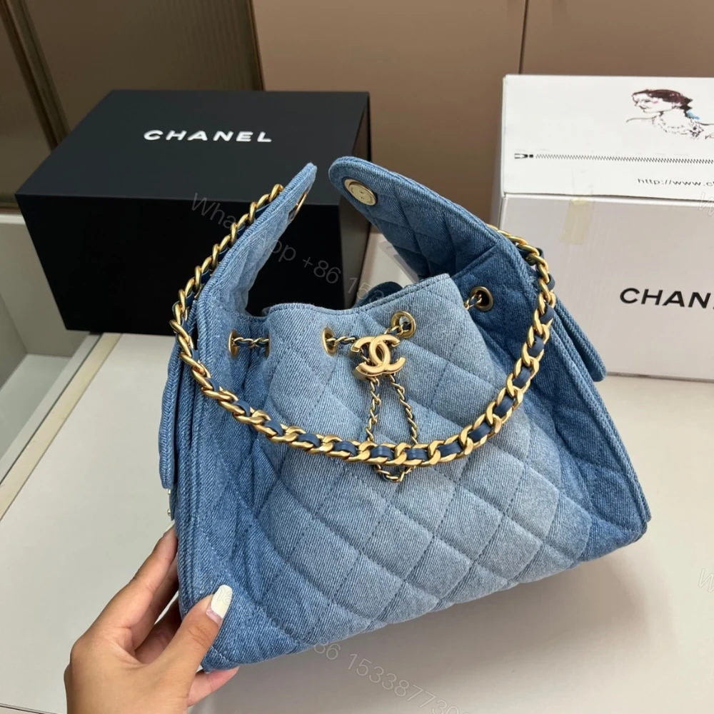 View 3 of Chanel 25 Small Handbag Washed Denim Blue 25Cm AS5293 B20603 U0475