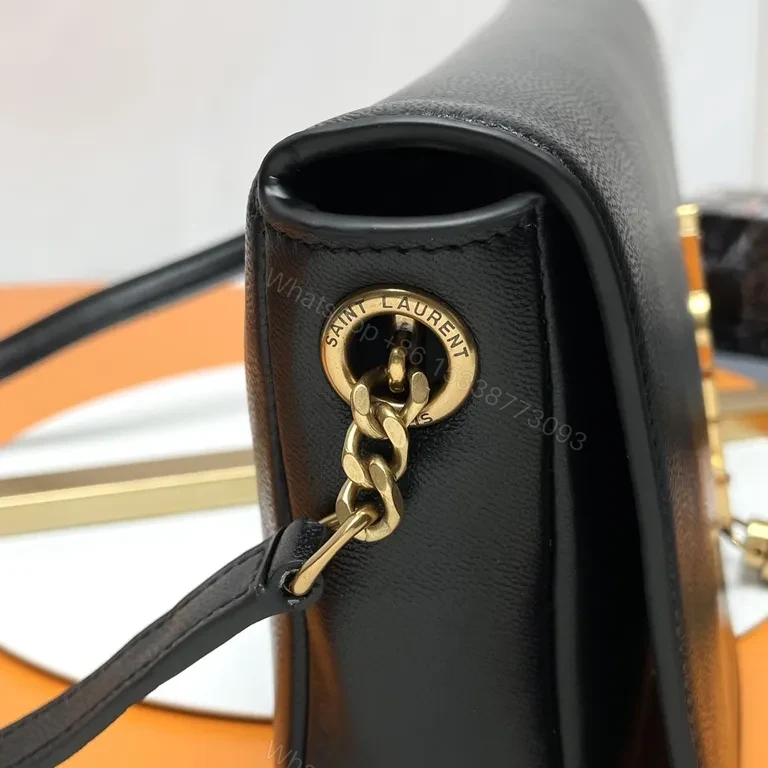 View 9 of Chic Black Leather YSL Tassel Shoulder Bag
