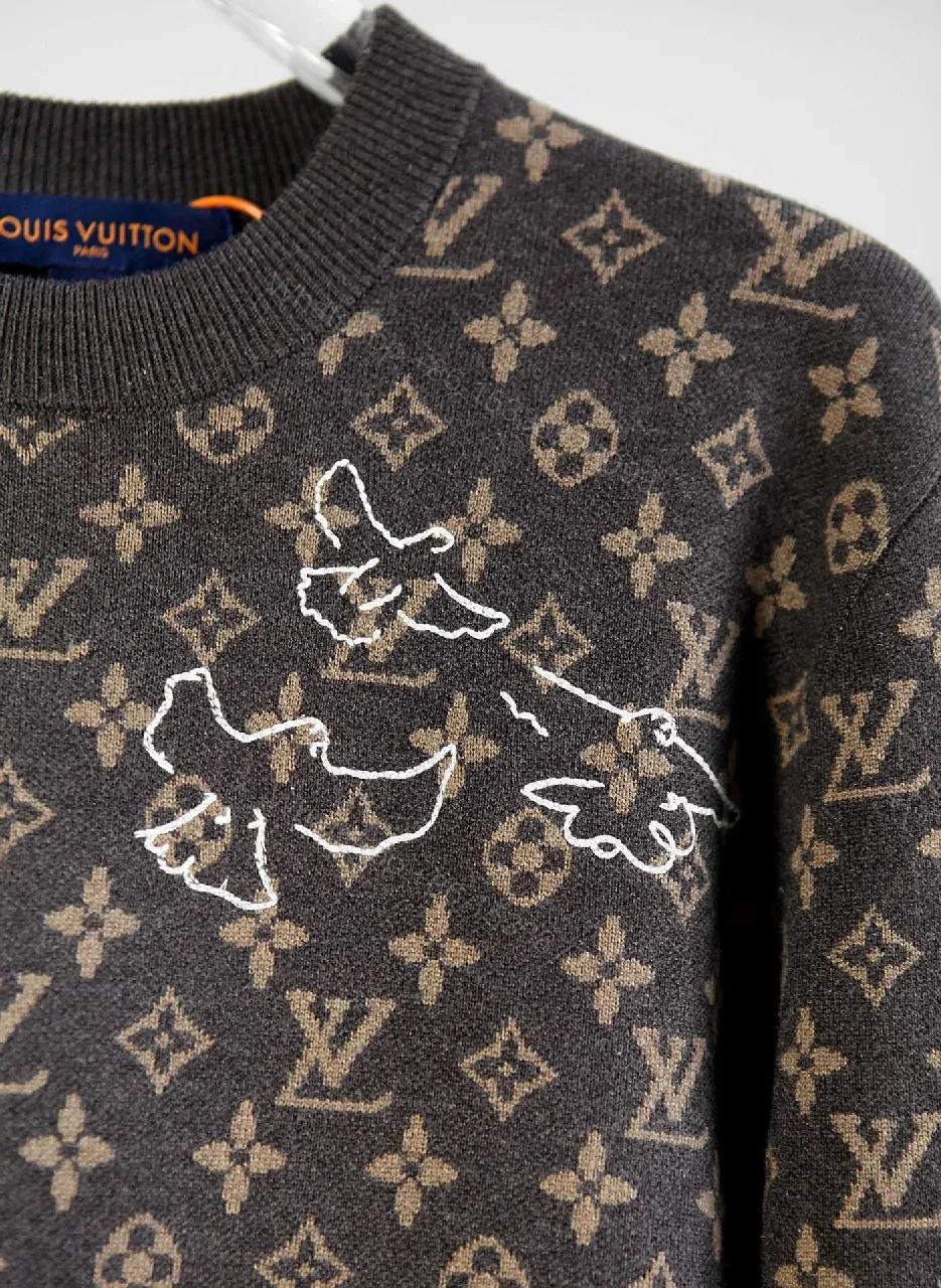 View 6 of Lux Charcoal Knit: Monogram + Hand-Drawn Graphics Knitwear