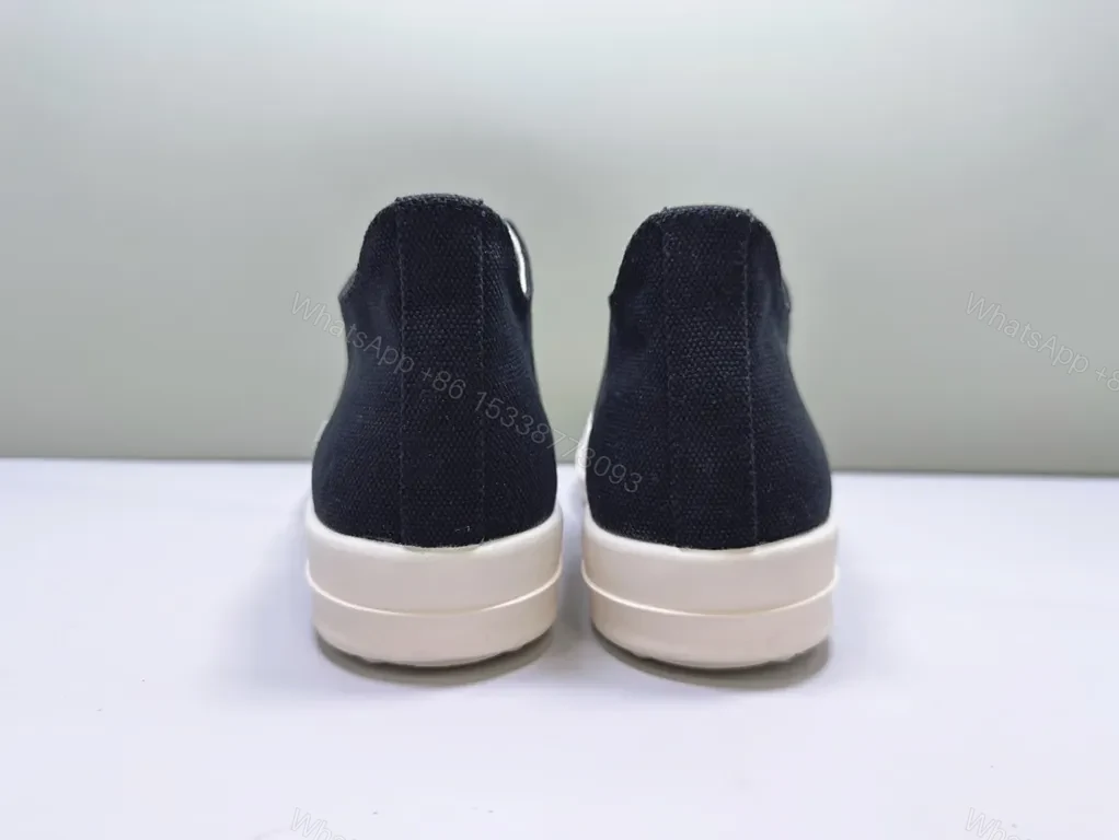 View 7 of Black Canvas Sneakers with Thick Off-White Sole - Luxury Casual Sneakers