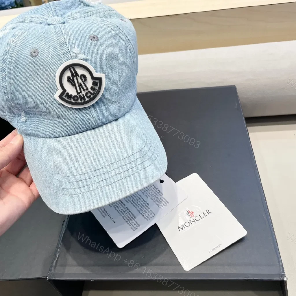 View 8 of Light-Wash Denim Cap with Signature Patch, Slim Fit