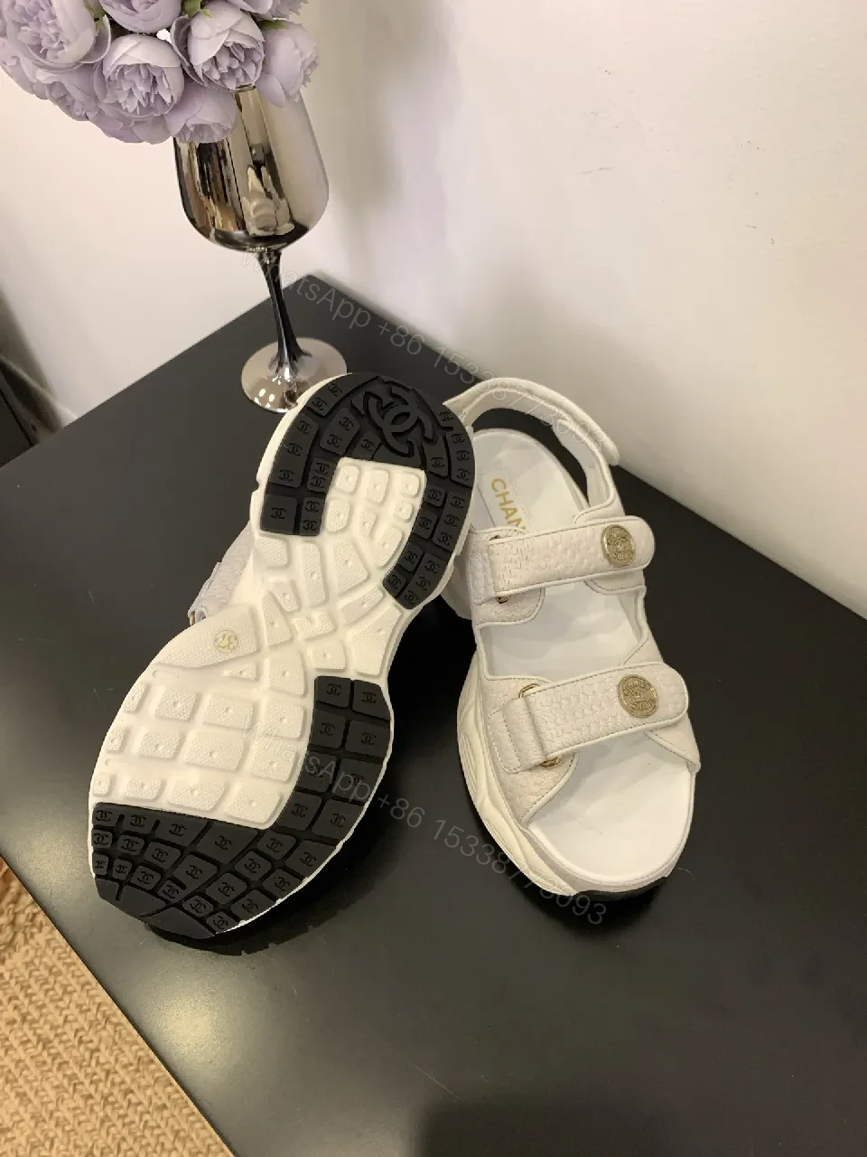 View 7 of White Uppers Platform Sandals: Elevated Comfort & Signature Detailing