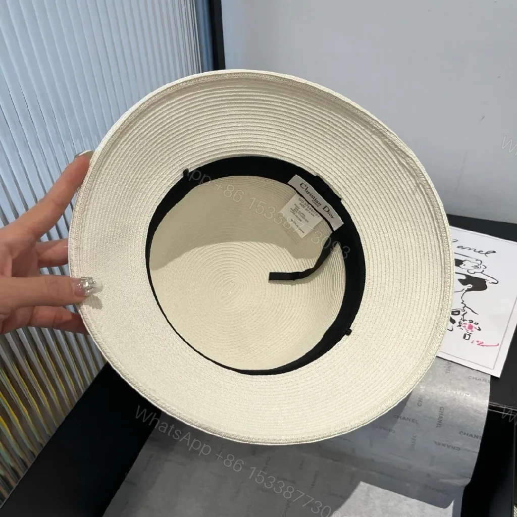 View 5 of White Straw Hat Black Band Ultra-Luxe Sun Artistry