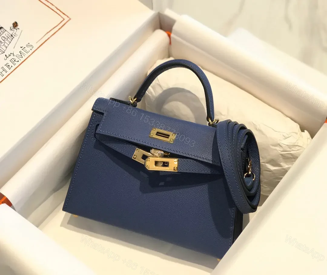 View 2 of HN Mini Kelly Blue with gold-tone hardware