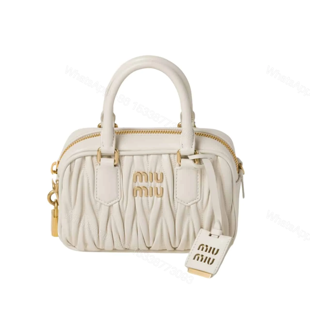 MIUMIU ARCADIE MATELASSÉ NAPPA BAG WHITE 20CM 5BB123 N88 F0009 V OOO — view 1