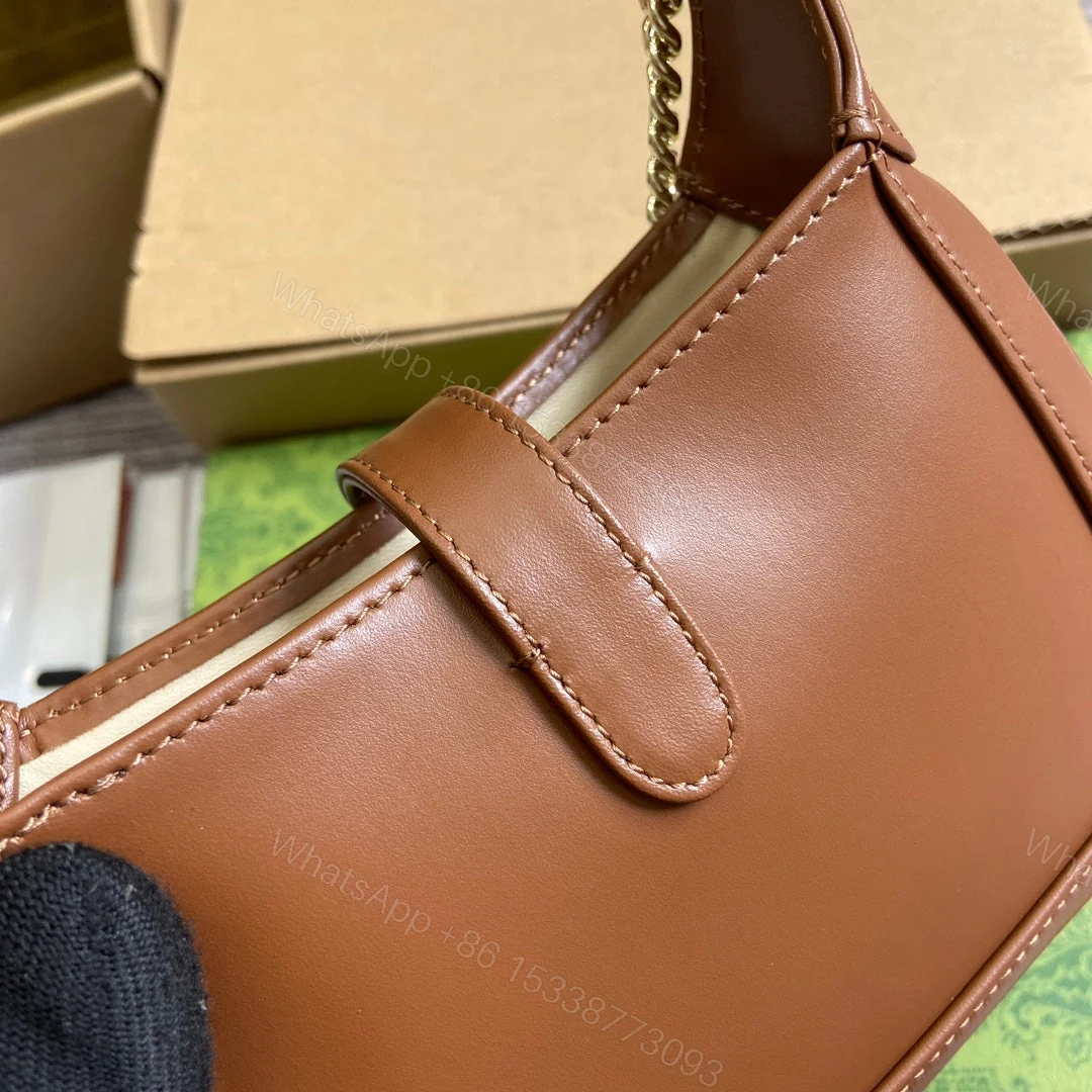 View 9 of JACKIE NOTTE MINI BAG 19 IN TAWNY BROWN CALFSKIN GOLD HARDWARE