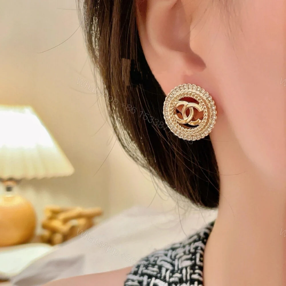 View 3 of Chanel Round Stud Earrings Gold