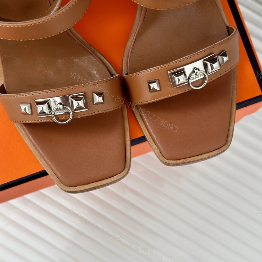 View 7 of 高仿Hermes*H241152Z20一字帶涼鞋棕色6.5CM免檢版