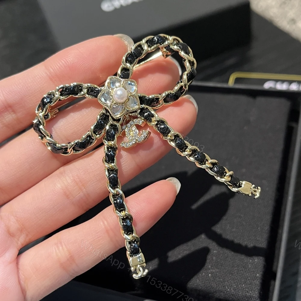 View 3 of Chanel Brooch Metal Glass Pearls And Strass Gold