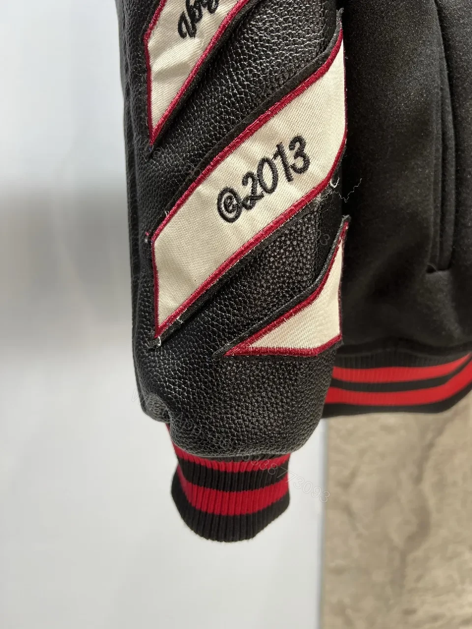 View 4 of Premium Wool-Blend Varsity Jacket with Embroidery Detail