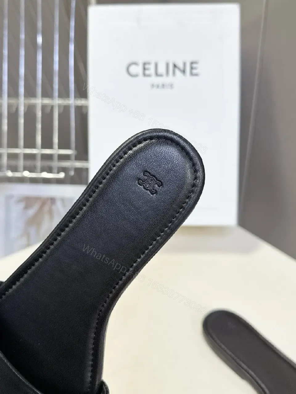 View 10 of Minimal Black Leather Slide – Luxury Minimalist Comfort
