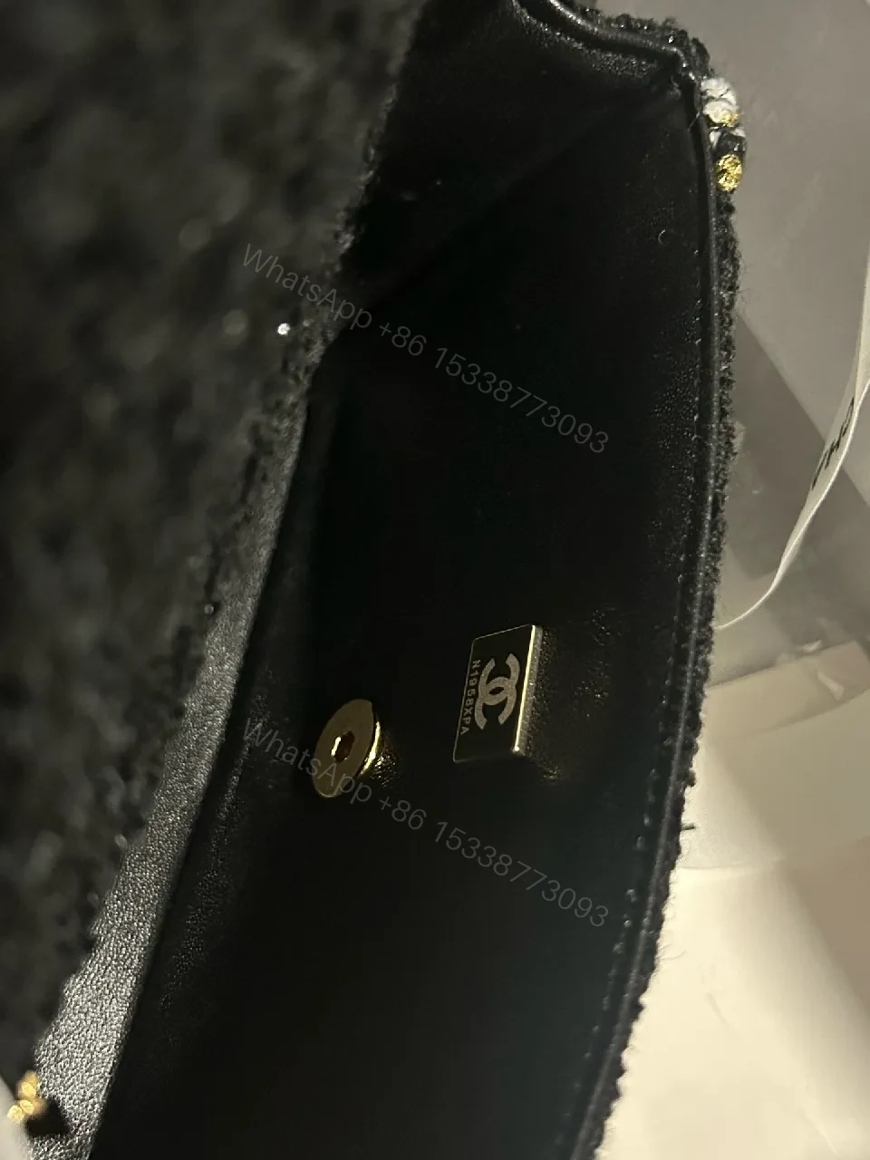 View 6 of Velvet Flap Bag with Gold-Edge Chain Detailing