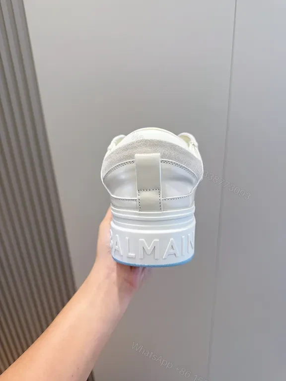View 7 of White Balmain x Runner: Sculpted Paneling Sneakers