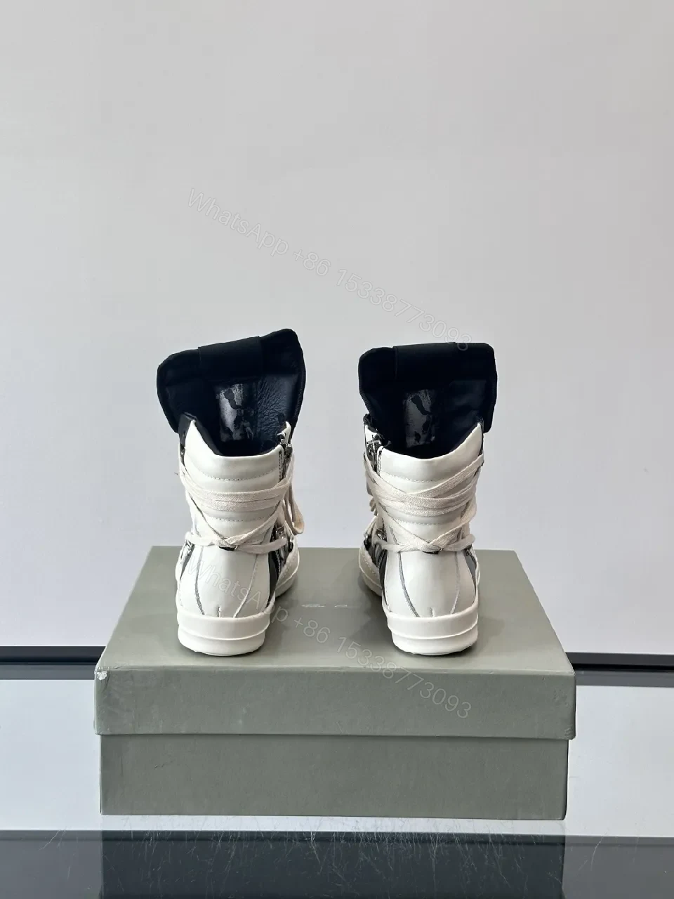 View 5 of Bold Black & Off-White High-Top with Architectural Straps