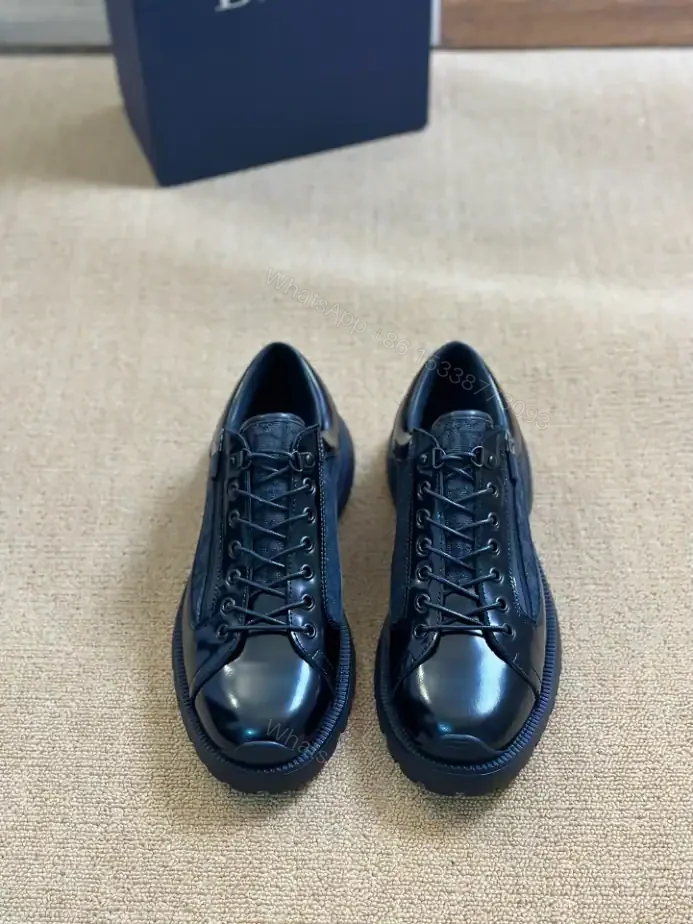 View 9 of DIOR COMBAT DERBY SHOES BLACK POLISHED CALFSKIN AND BLACK OBLIQUE JACQUARD – CD197